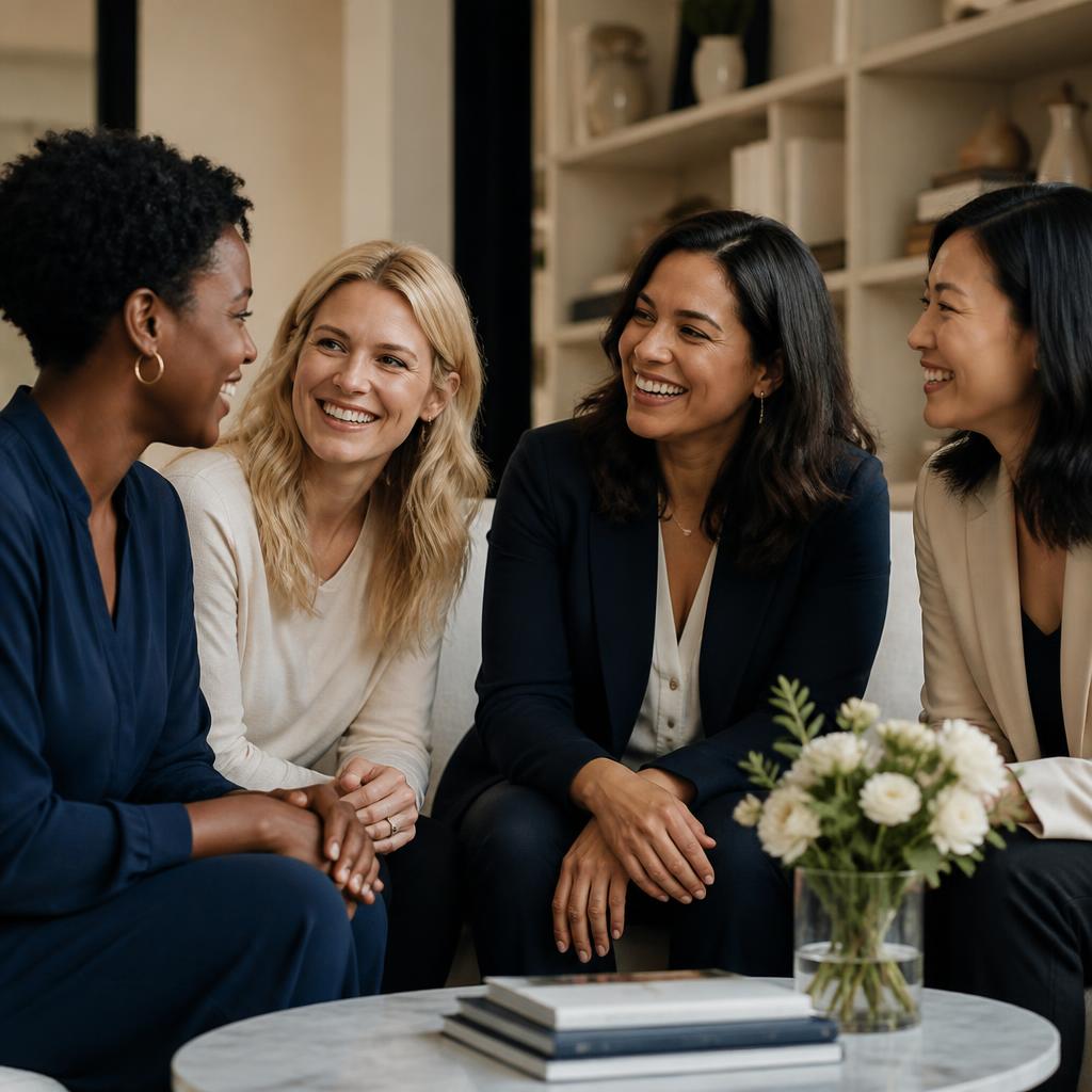 Diverse group of women in warm conversation