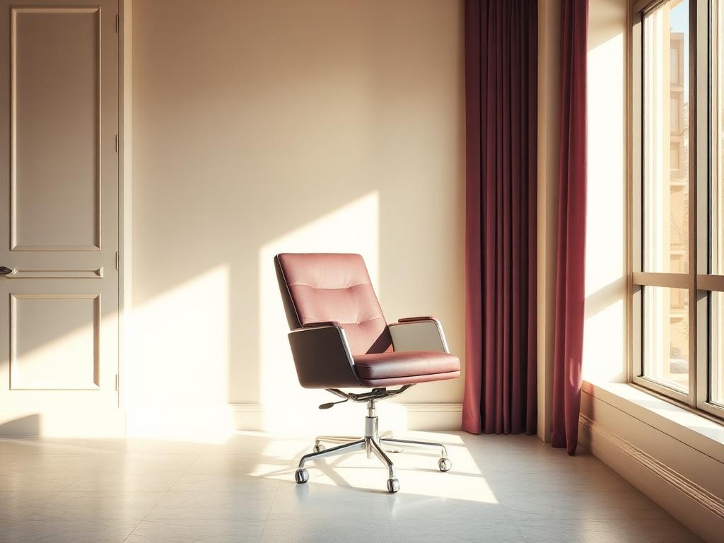 Executive chair beside a sunlit window