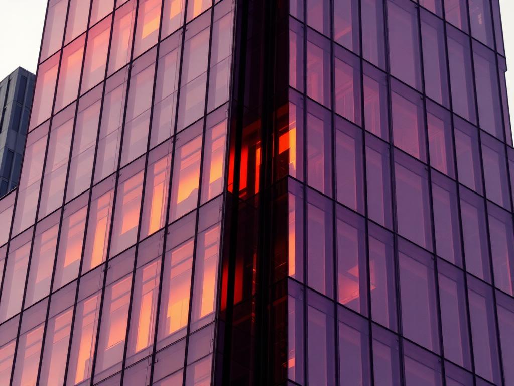 Glass office tower reflecting golden-hour light